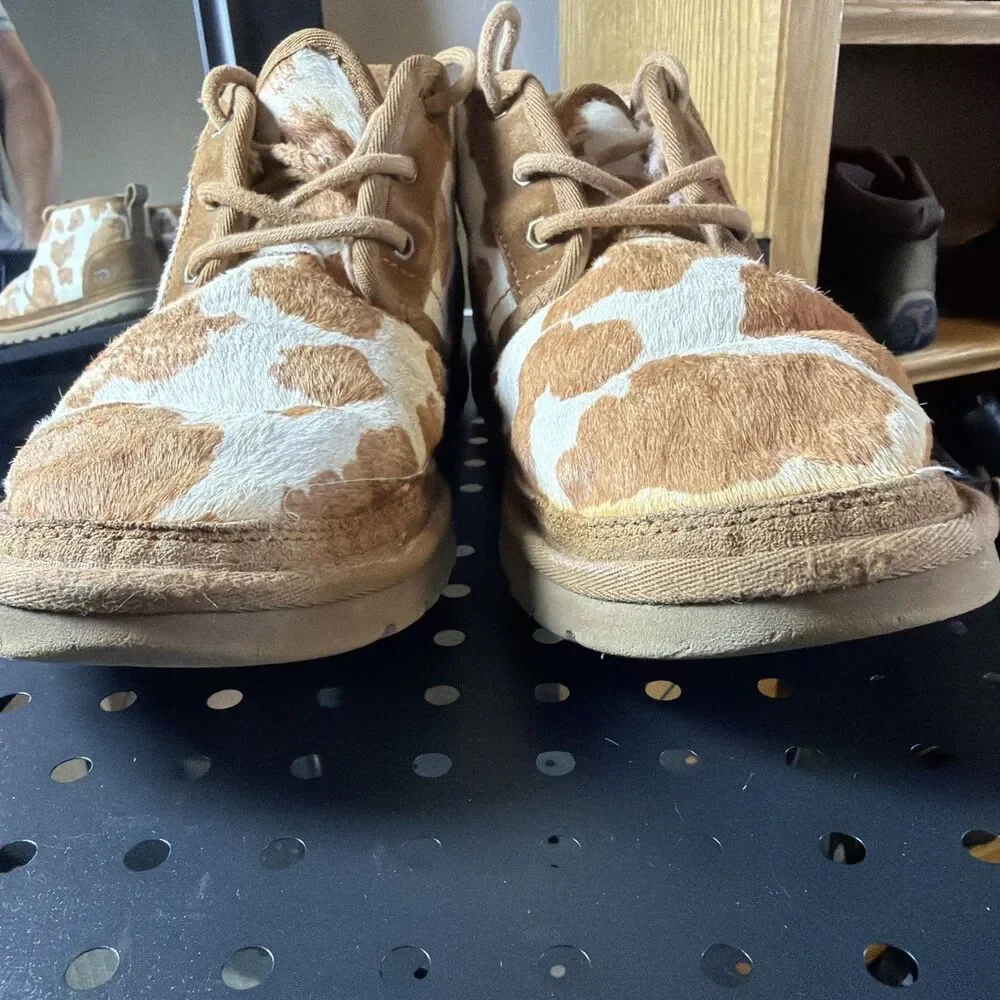 Ugg Neumel Cow Print Calf Hair Ankle Boots Size 10 Womens